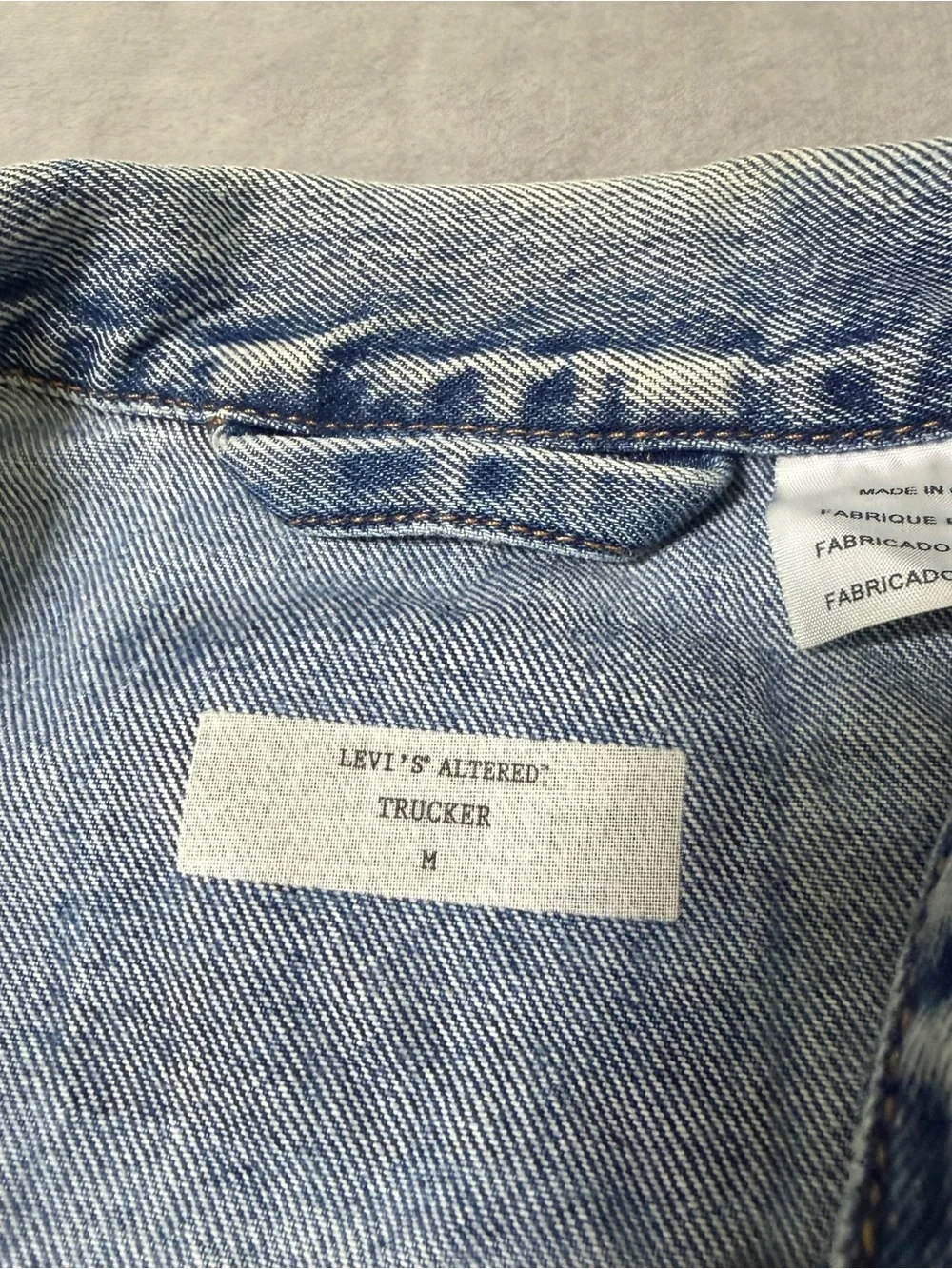 Levi's Altered Denim Patchwork Trucker Jacket Type III Size Medium Blue